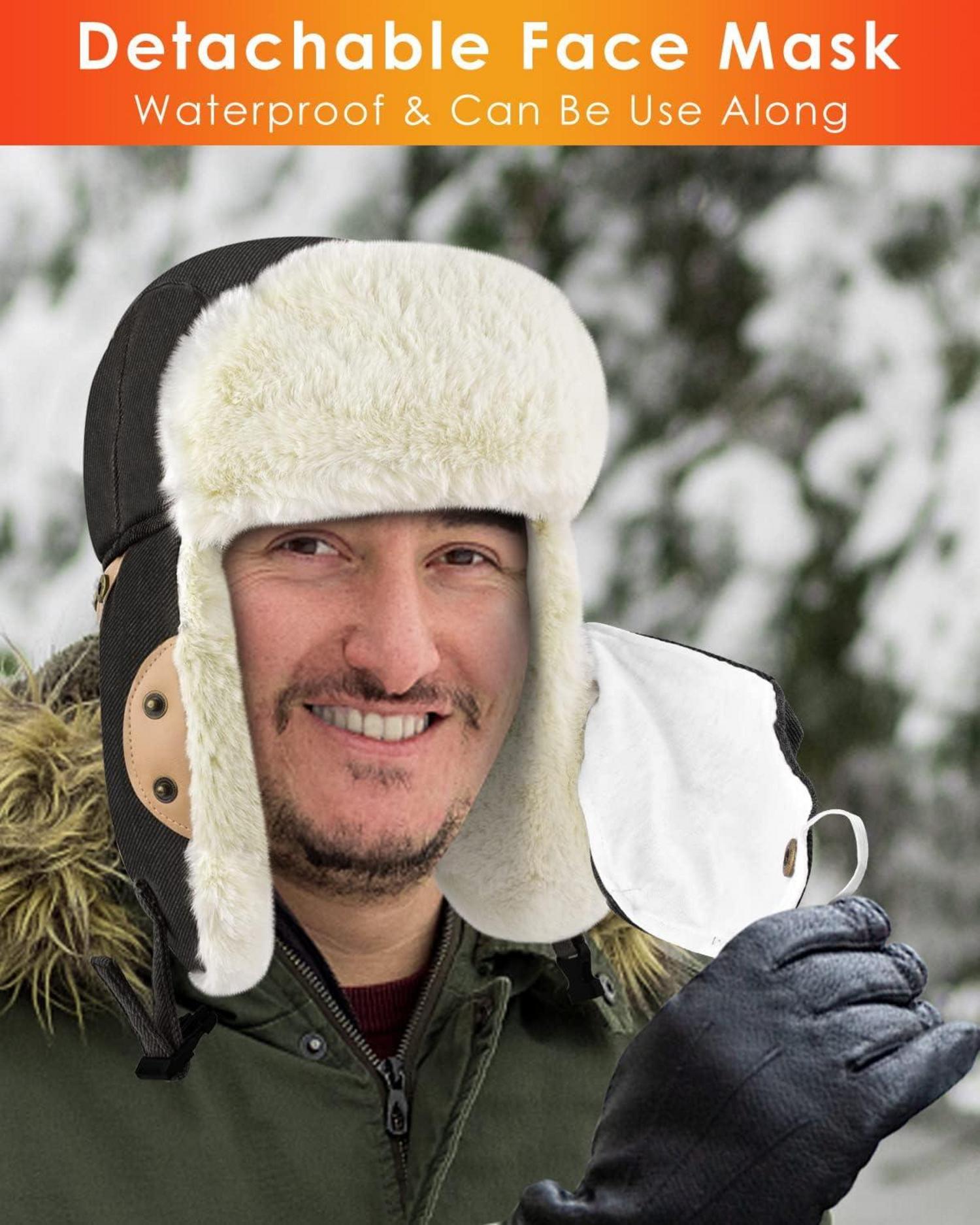 Wintermütze Trooper Trapper Ohrenklappe Maske Outdoor Schwarz