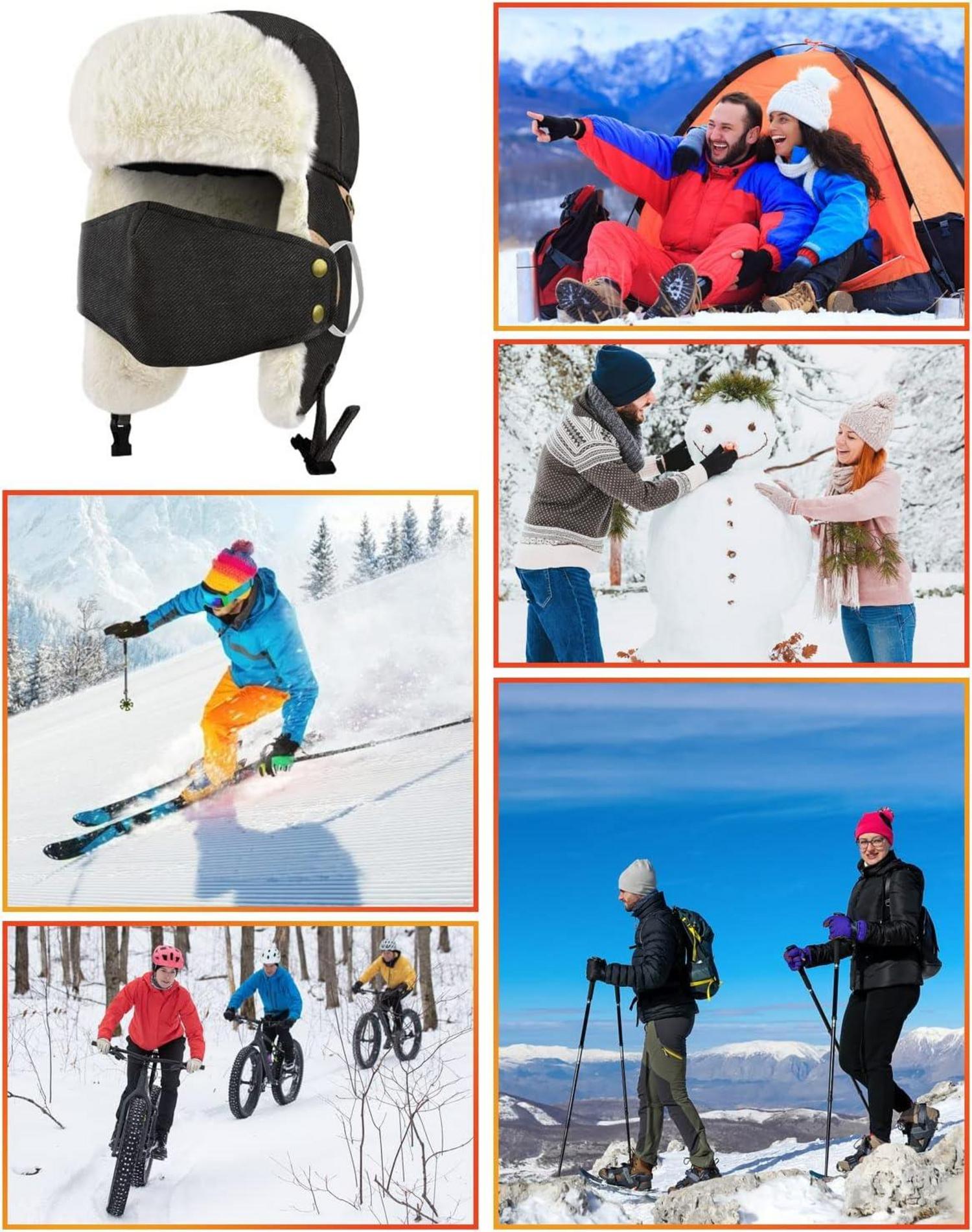 Wintermütze Trooper Trapper Ohrenklappe Maske Outdoor Schwarz