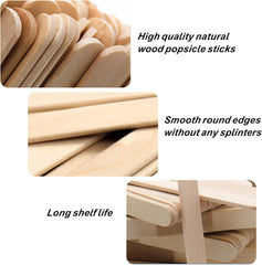Holzstäbchen 200 Stück Basteln Eiscreme Stiel Naturholz 11,4 cm DIY Handwerk