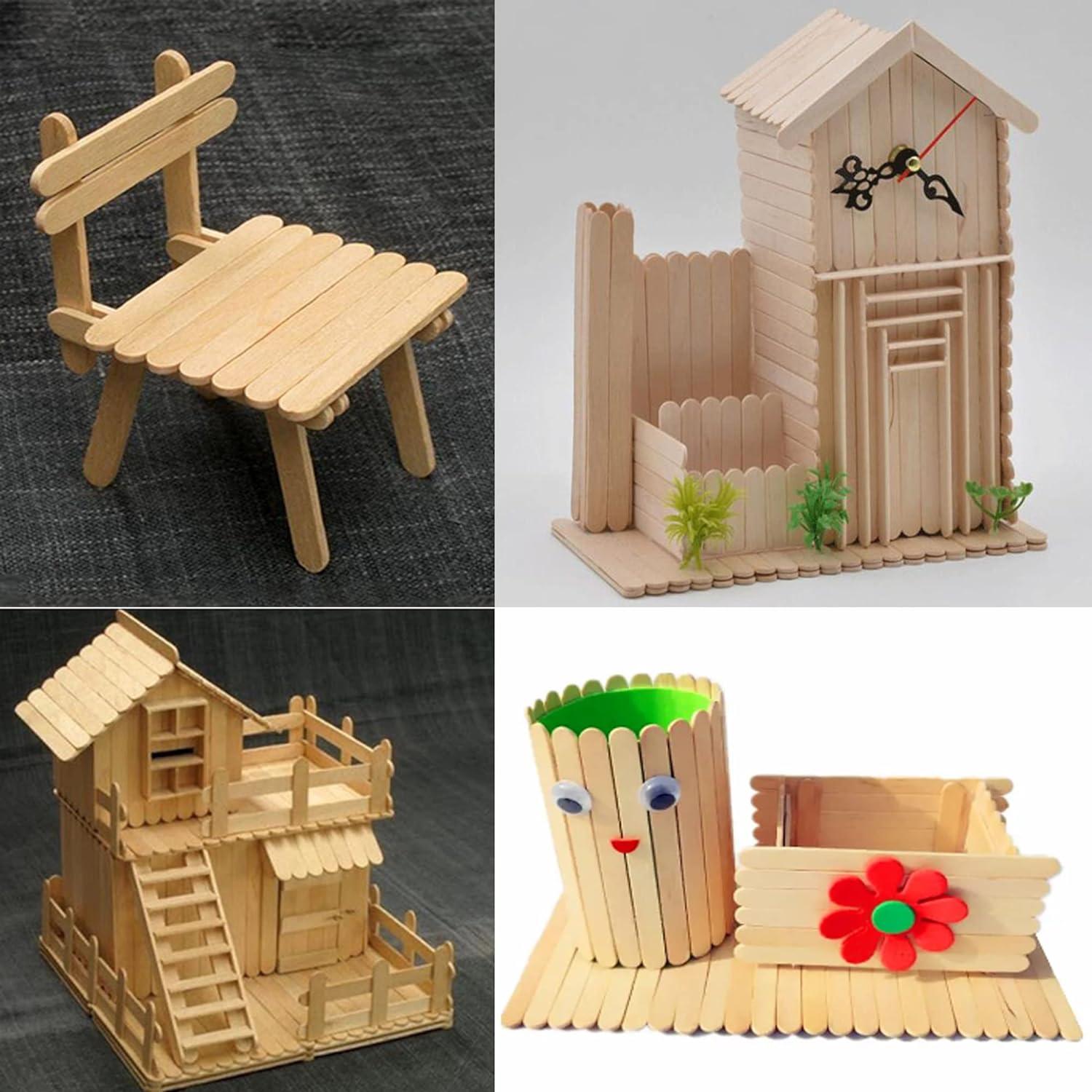 200 Stück Holzstäbchen Eis am Stiel Bastelarbeiten 11,4 cm lang
