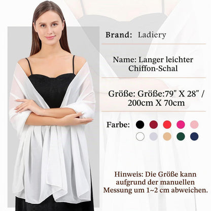 Chiffon Schal Damen leicht weich für Abendkleider Hochzeit Braut 200x70cm