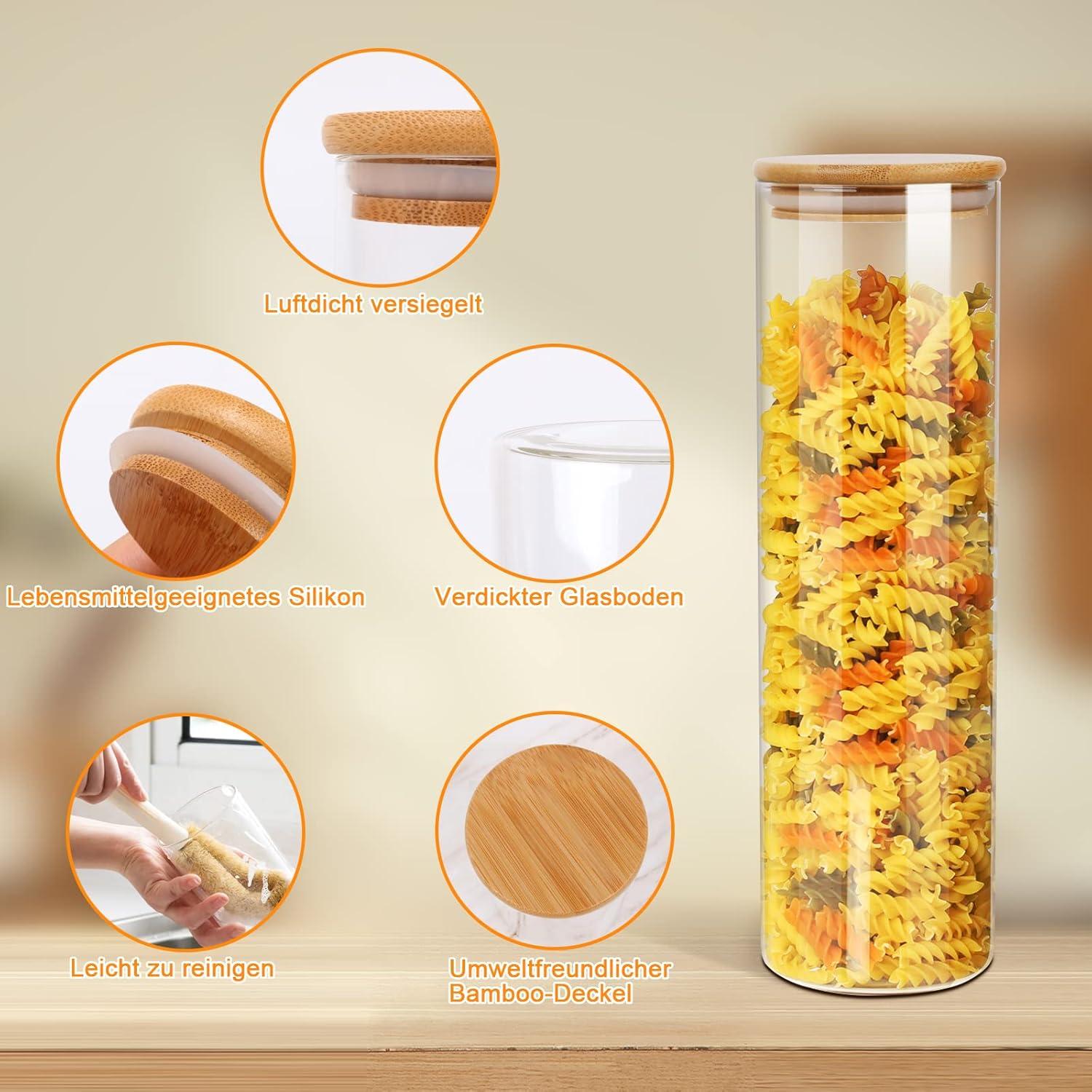 Vorratsdosen Glas 2er Set Luftdicht Spülmaschinenfest 1500ML