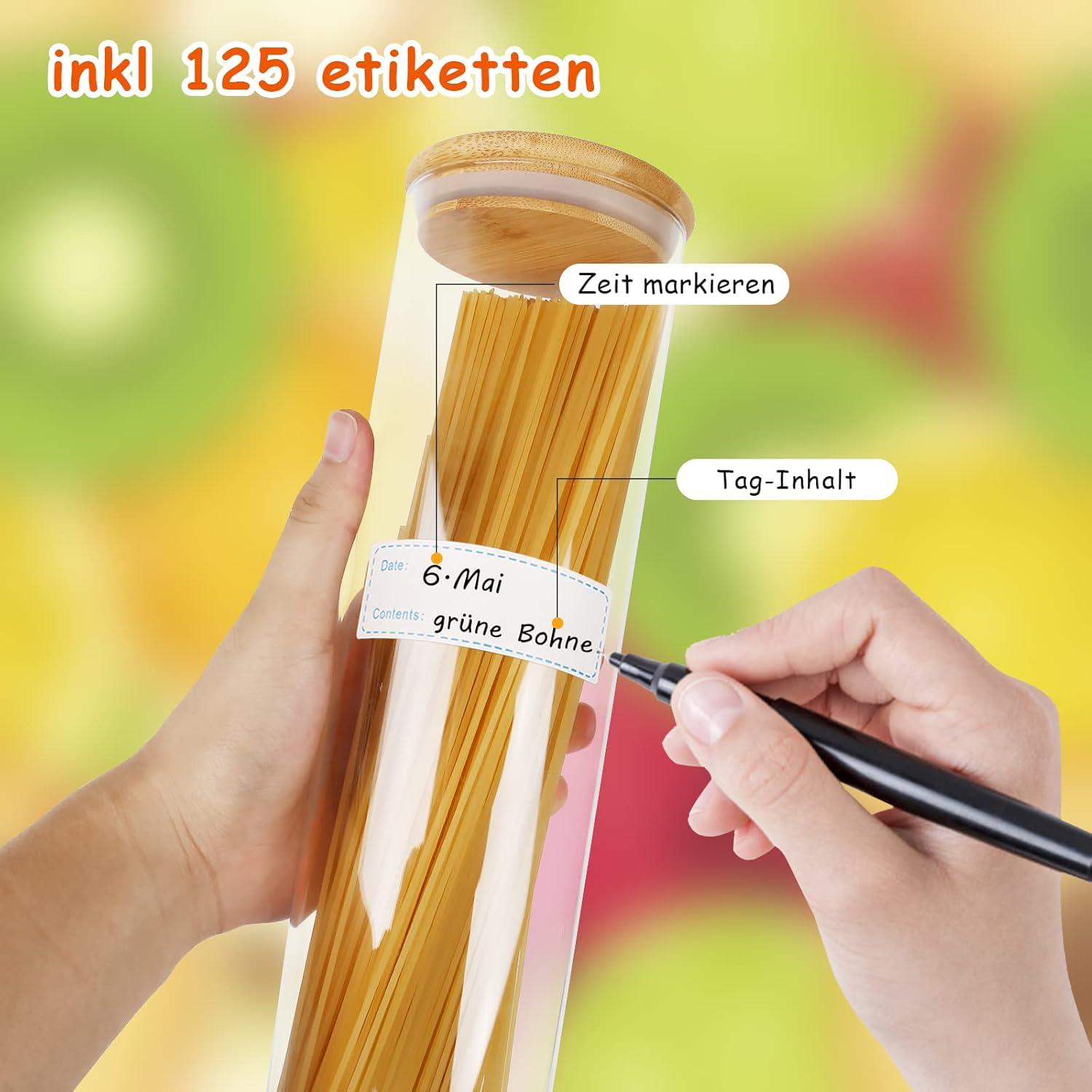 Vorratsdosen Glas 2er Set 1500ML Bambus Deckel Luftdicht 8.5cm