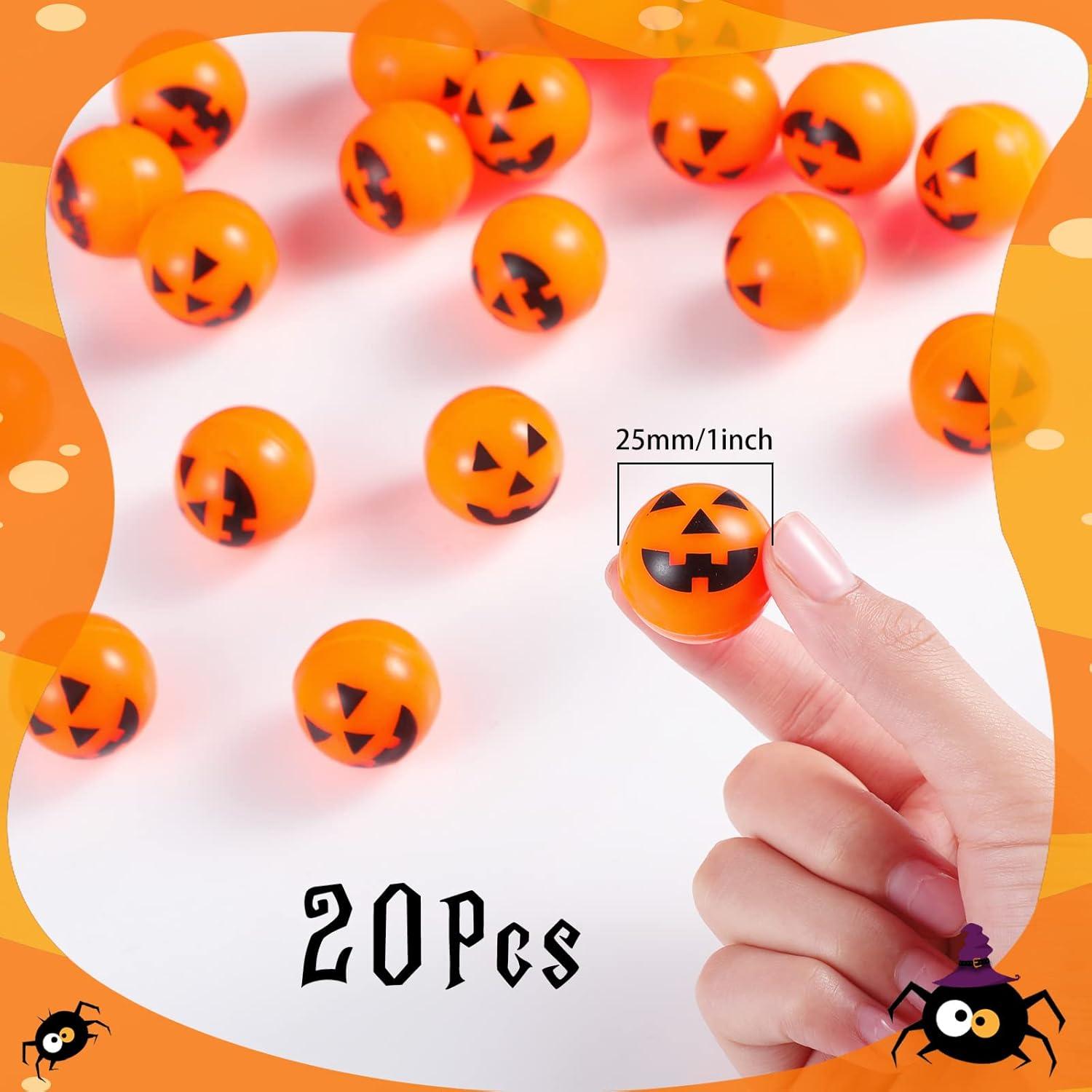 20 Stück Halloween Kürbis Gummiball Hüpfbälle für Kinder