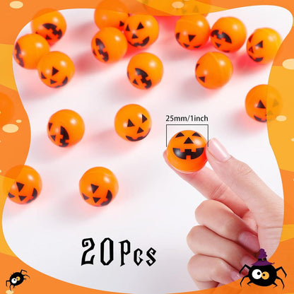 20 Stück Halloween Kürbis Gummiball Hüpfbälle für Kinder
