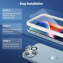 OMOTON iPhone 14 Panzerglas mit Rahmen, 9H Härte, Kamera