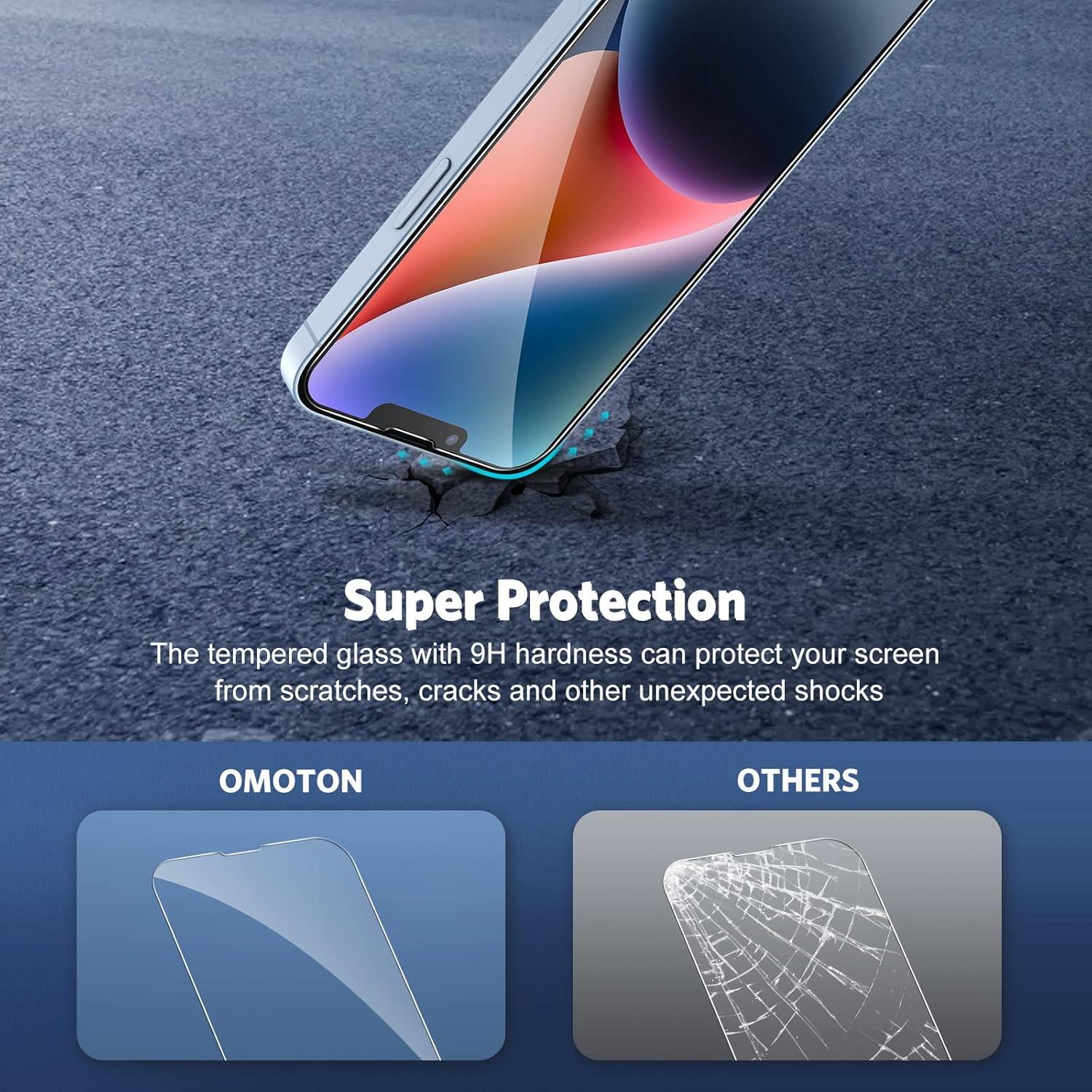 Panzer Schutzglas für iPhone 14 mit Rahmen, Kamera Schutz, 9H Härte, 6,1 Zoll