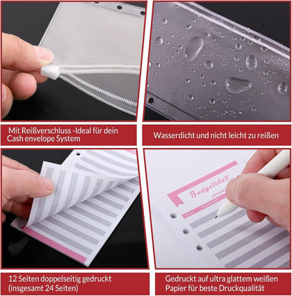 Budget Binder A6 Geldsparmappe Geldumschläge Budgetierung Organizer Rot