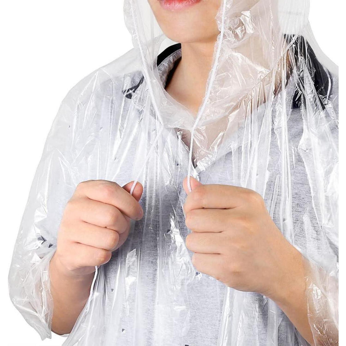 Regenponcho Transparent mit Kapuze, 2 Stück, Wasserdicht