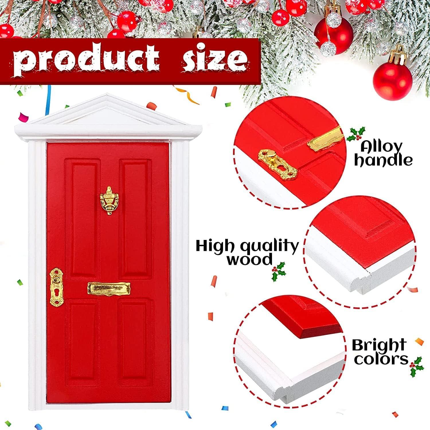 Miniatur Weihnachts Wichteltür Set 18-teilig Rot Handarbeit Holz Fairy