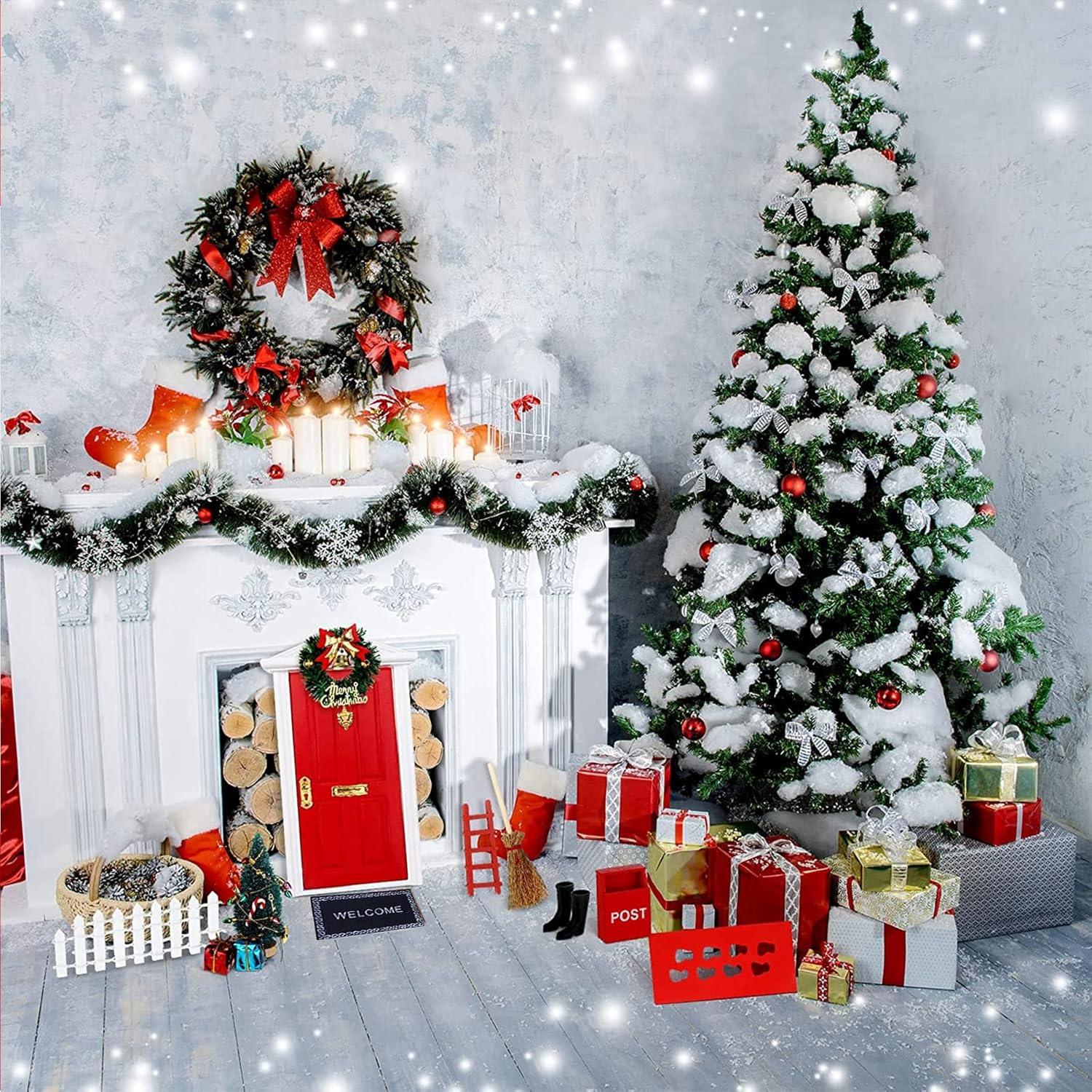 Miniatur Wichteltür Zubehör Set, Weihnachten, 20-teilig, Rot, Puppenhaus