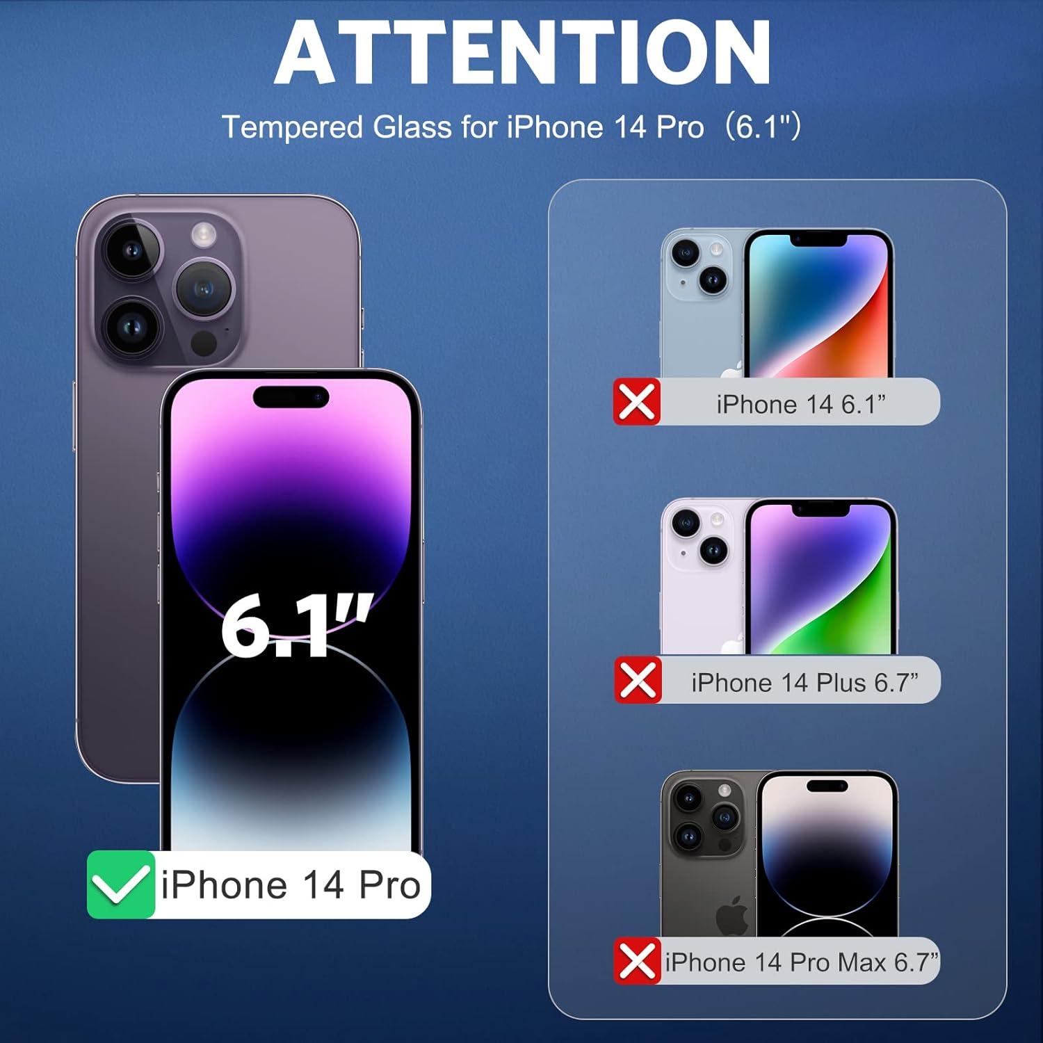 OMOTON iPhone 14 Pro Panzerglas mit Rahmen 6,1 Zoll 9H Härte