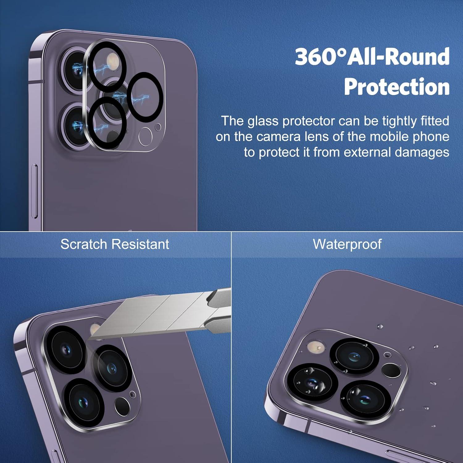 Panzer Schutzglas für iPhone 14 Pro 6,1 Zoll [3+3 Stück] Anti-Kratzer