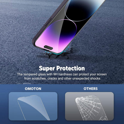 Panzer Schutzglas für iPhone 14 Pro, Rahmen-Installationshilfe