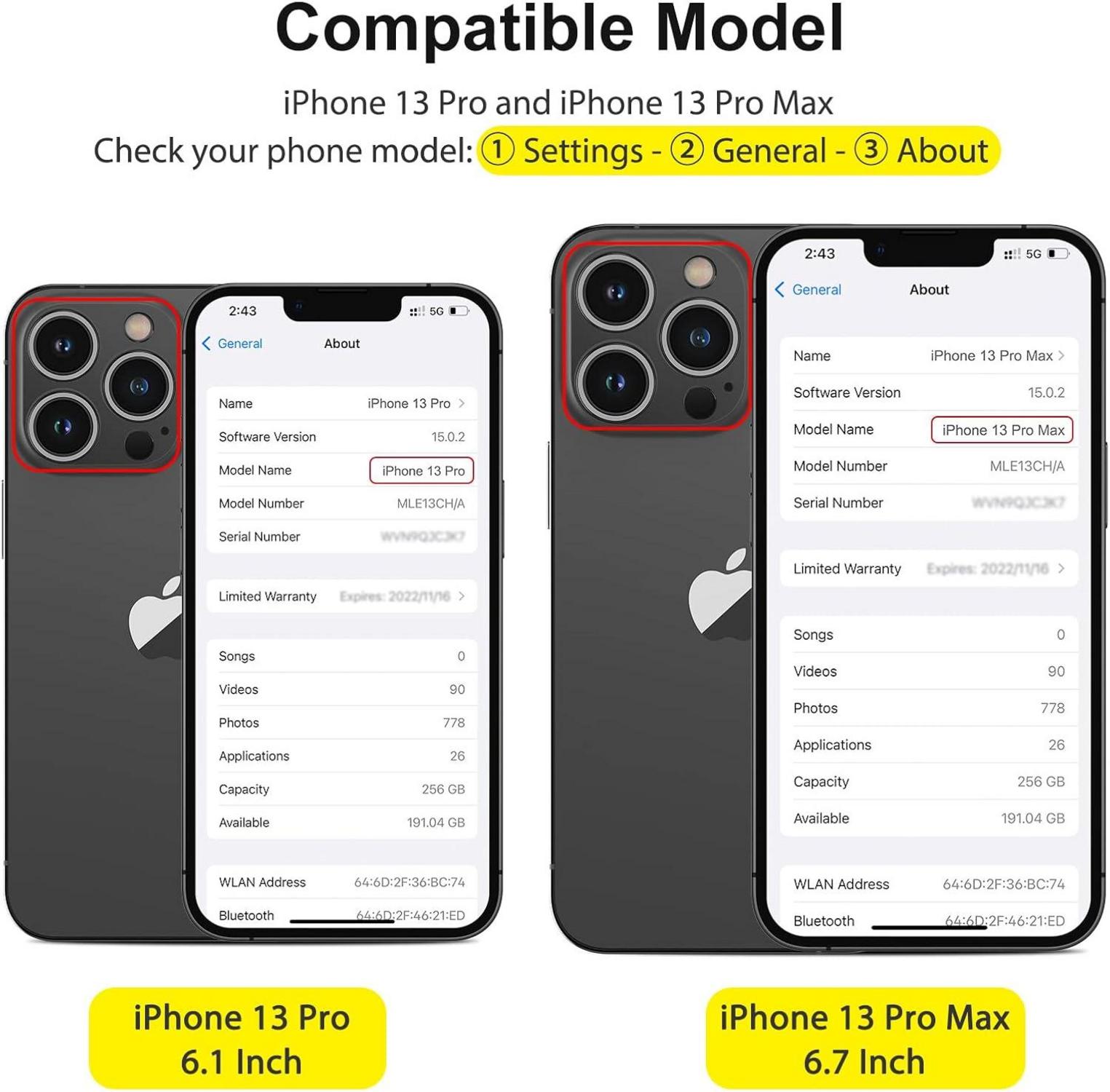 Kameraschutz 4 Stück iPhone 13 Pro Max 9H Glas HD-Klarheit