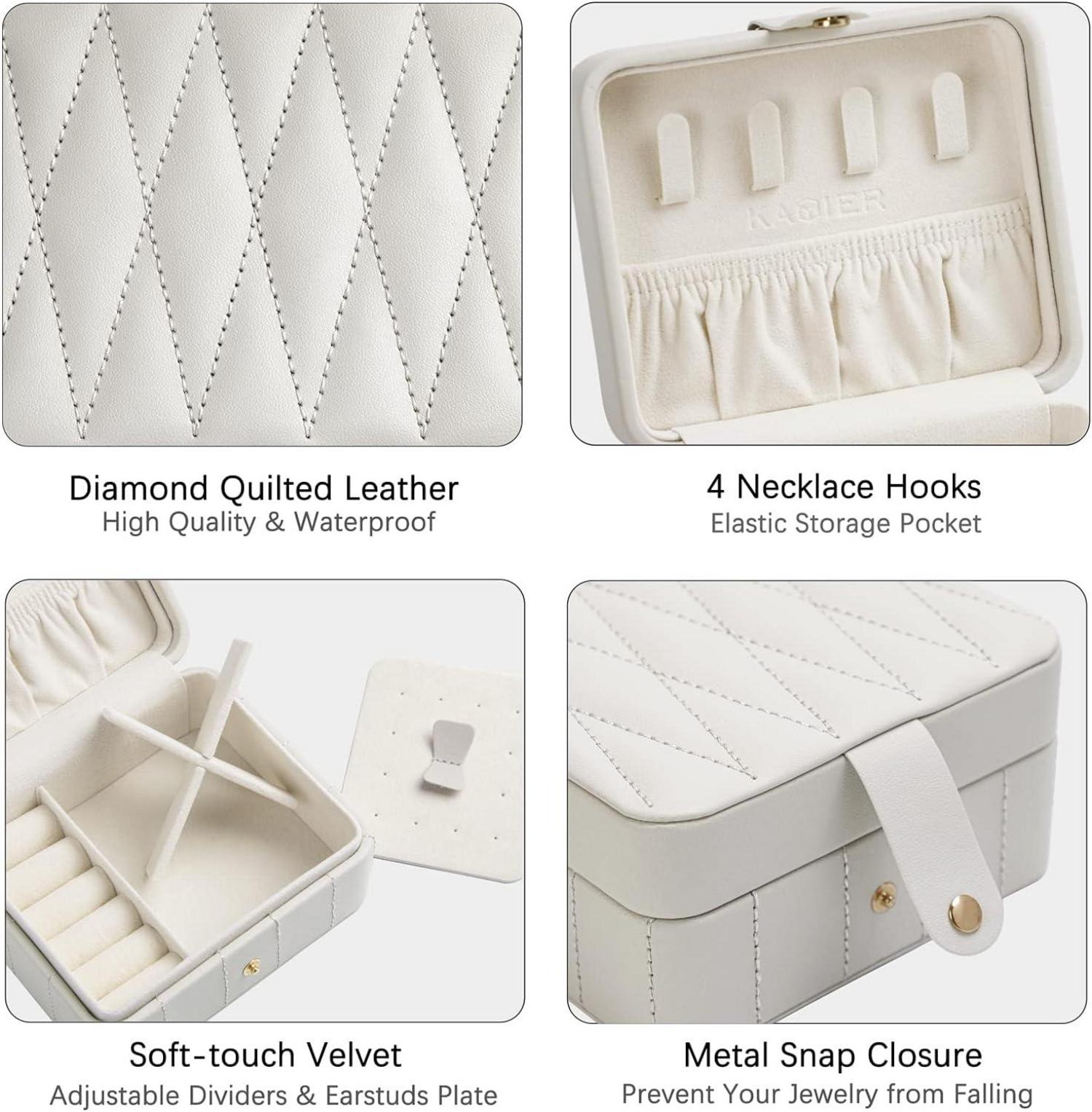 Schmuckkästchen Reiseschmuckschatulle Diamant gestepptes Leder Grau