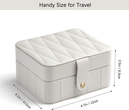 Reise Schmuckkästchen Damen Schmuckschatulle Klein Diamant Leder Grau