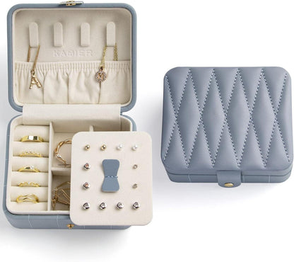 Kleine Schmuckschatulle Diamant Leder Schmuckbox für Reise und Zuhause