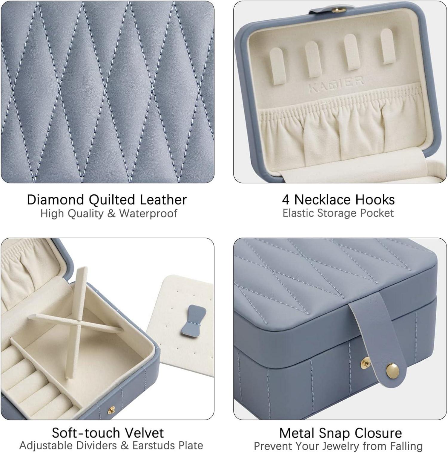 Kleine Schmuckschatulle Diamant Leder Schmuckbox für Reise und Zuhause