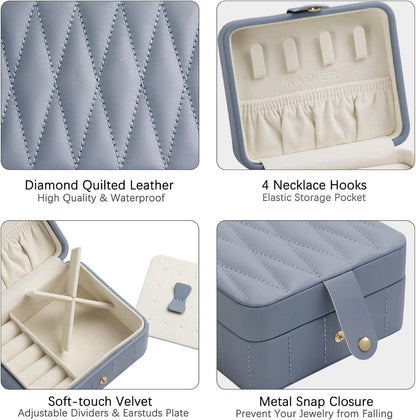 Kleine Schmuckschatulle Diamant Leder Schmuckbox für Reise und Zuhause