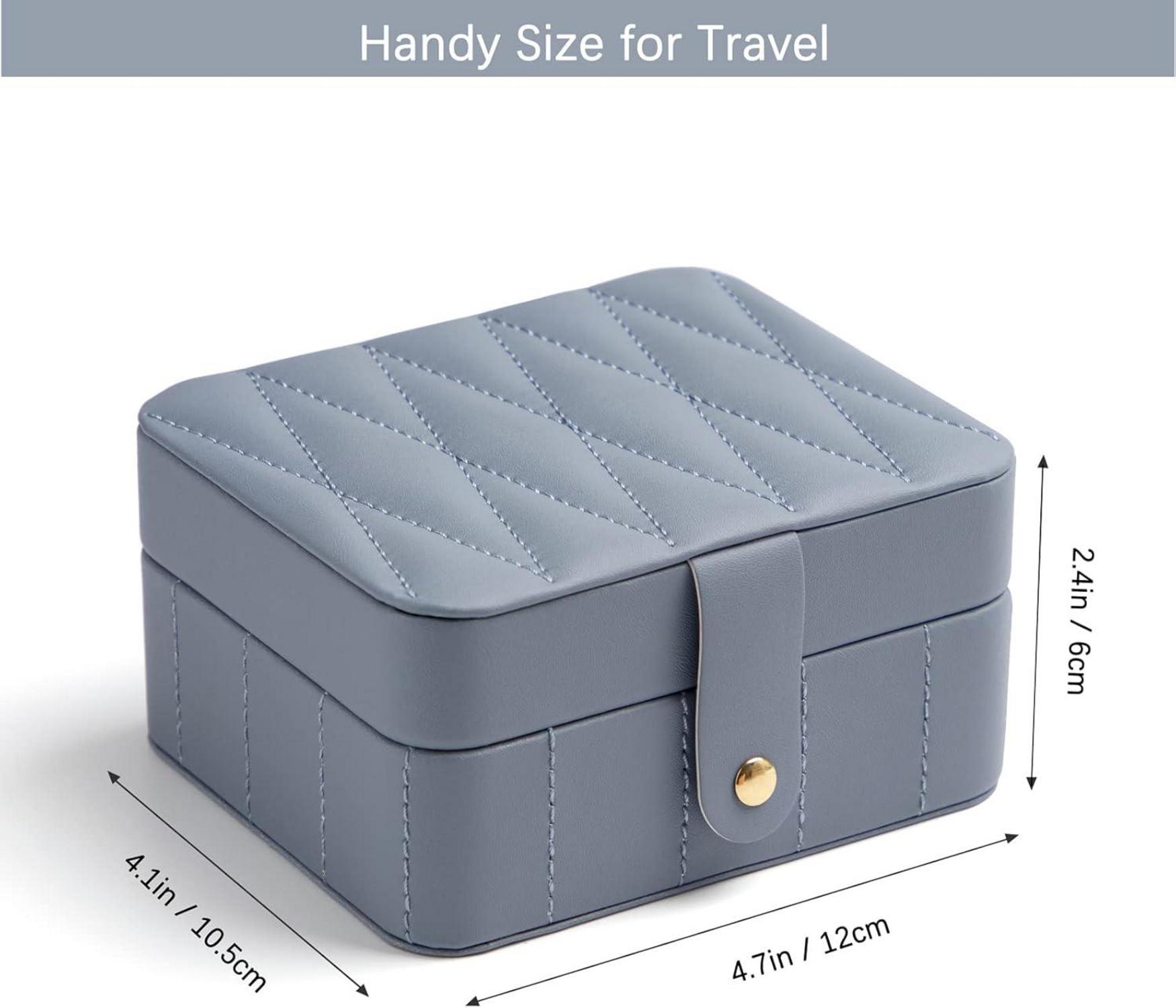 Kleine Schmuckkästchen Reise Schmuckschatulle Damen Diamant Leder Blaugrau