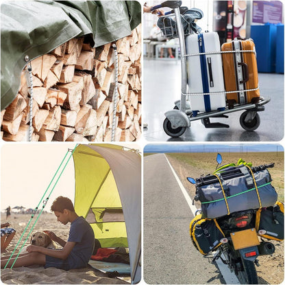 10er-Set Universal-Gepäckspanner Ladungssicherung 4 Längen Mehrfarbig