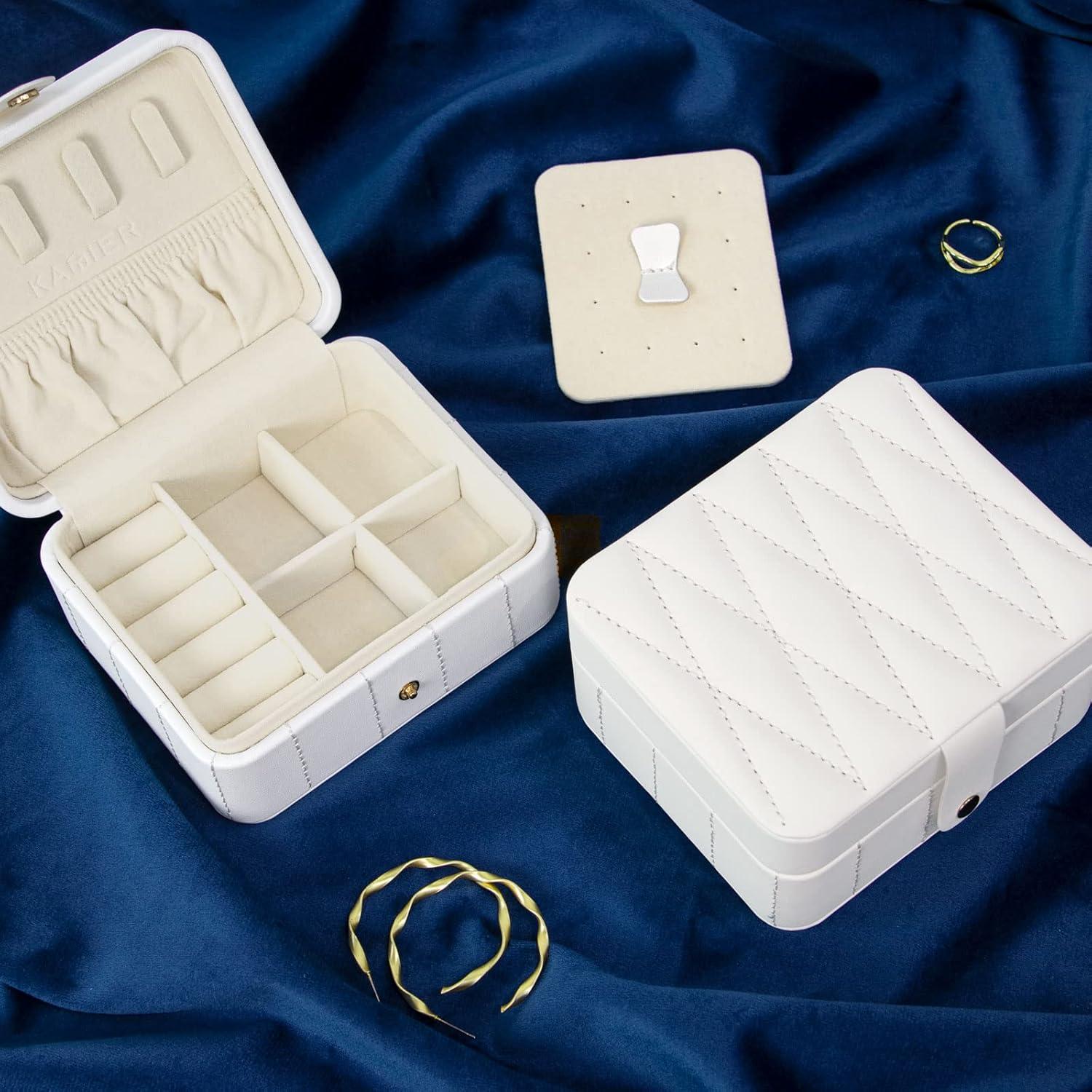 Kleine Reise Schmuckschatulle Diamant gestepptes Leder