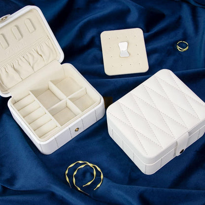 Kleine Reise Schmuckschatulle Diamant gestepptes Leder