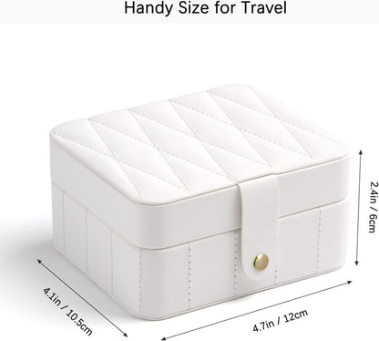 KAMIER Schmuckkästchen Reise Schmuckschatulle Diamant gestepptes Leder