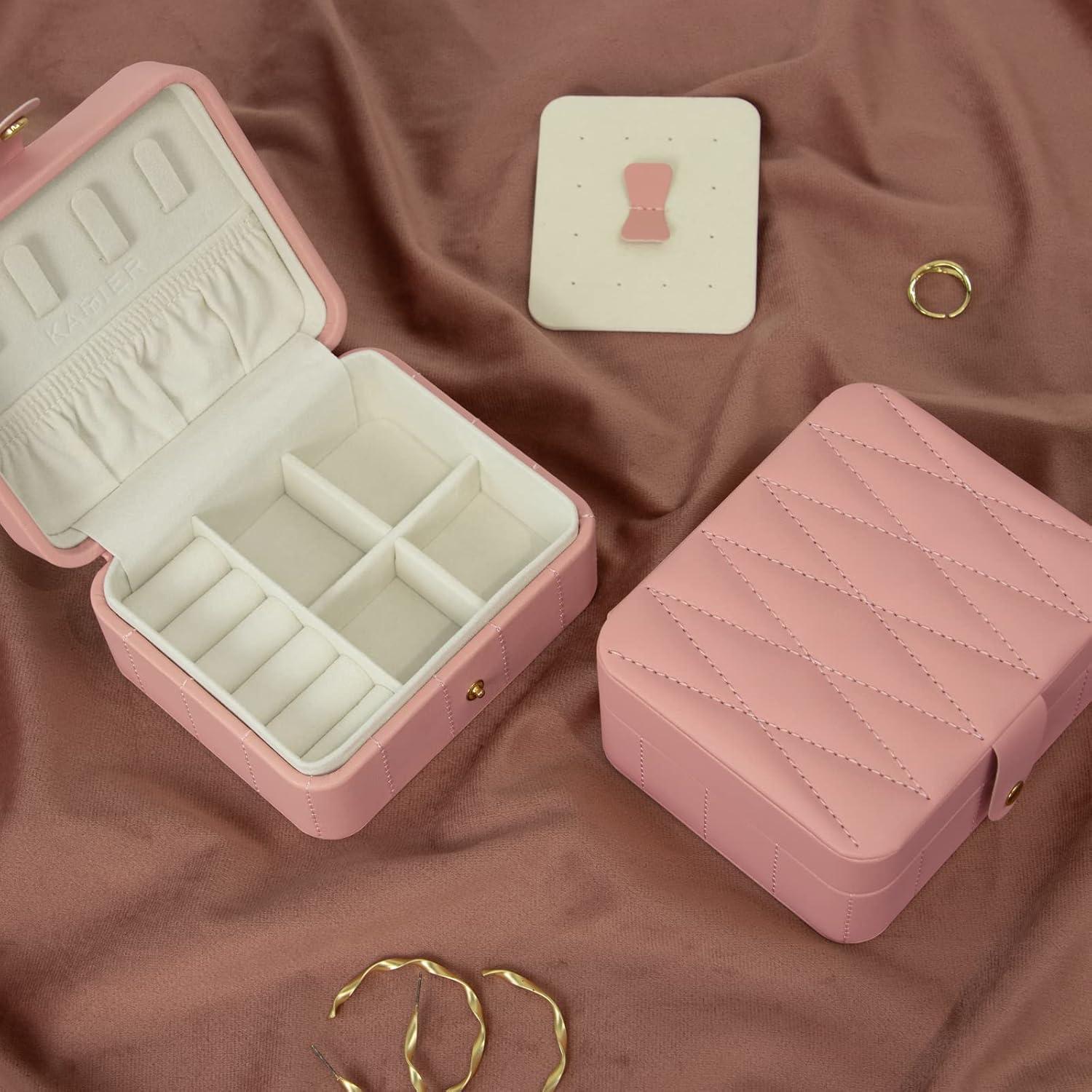 Kleine Reise Schmuckschatulle Diamant gestepptes Leder