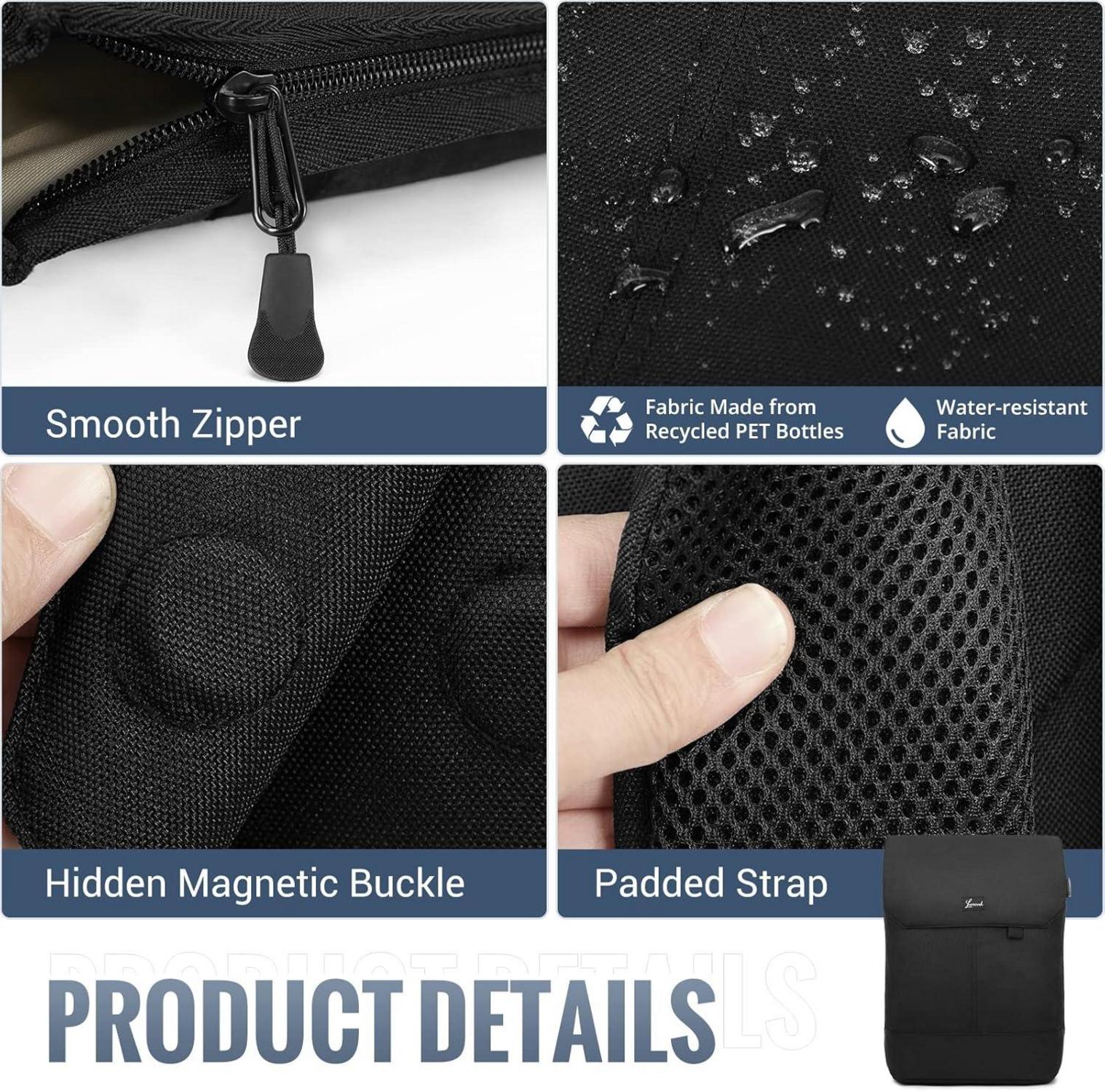 17 Zoll Laptop Rucksack Damen Wasserdicht Diebstahlsicherung Elegant Black