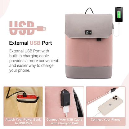 Schulrucksack Mädchen Rosa Wasserdicht Laptopfach 15,6 Zoll Diebstahlsicherung