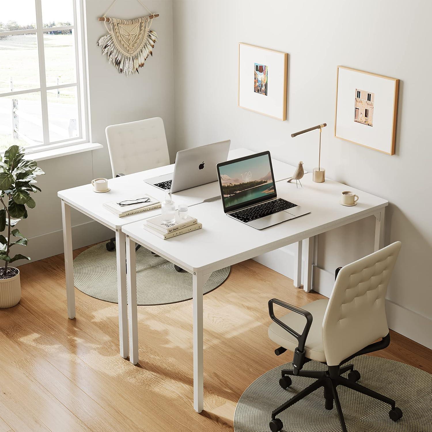 CubiCubi Schreibtisch 120x60x75cm Weiß Stabil Stahl Industrie-Design