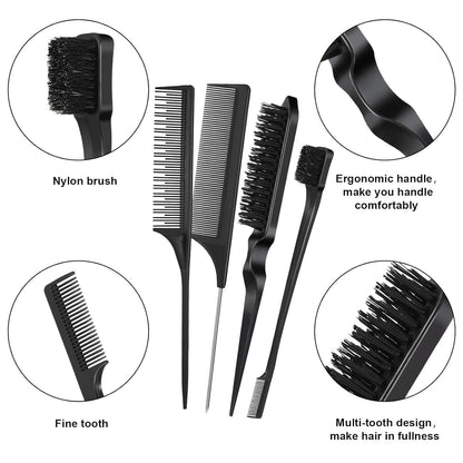 8er Set Toupier Bürste Haarkamm Kamm Borsten Haarbürste Pflege Rattenschwanz für Frauen Kinder