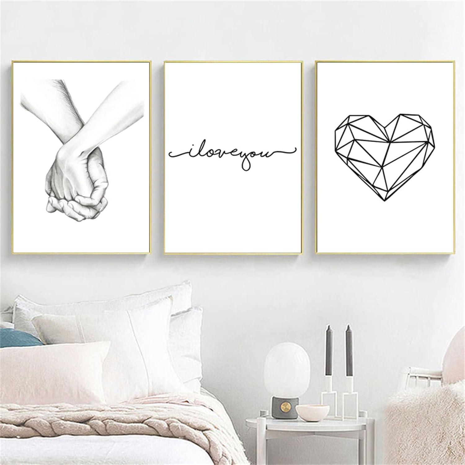 Trayosin Schwarz Weiß Liebe Poster Set Wandbilder Deko 20x30cm A