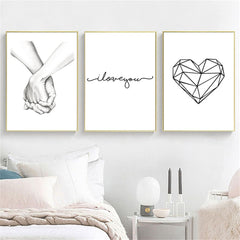 Trayosin Schwarz Weiß Liebe Poster Set Wandbilder Deko 20x30cm A