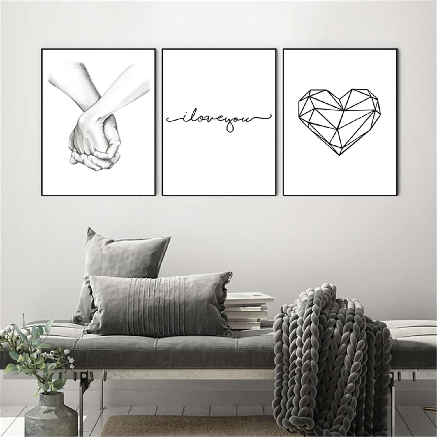 Trayosin Schwarz Weiß Liebe Poster Set Wandbilder Deko 20x30cm A