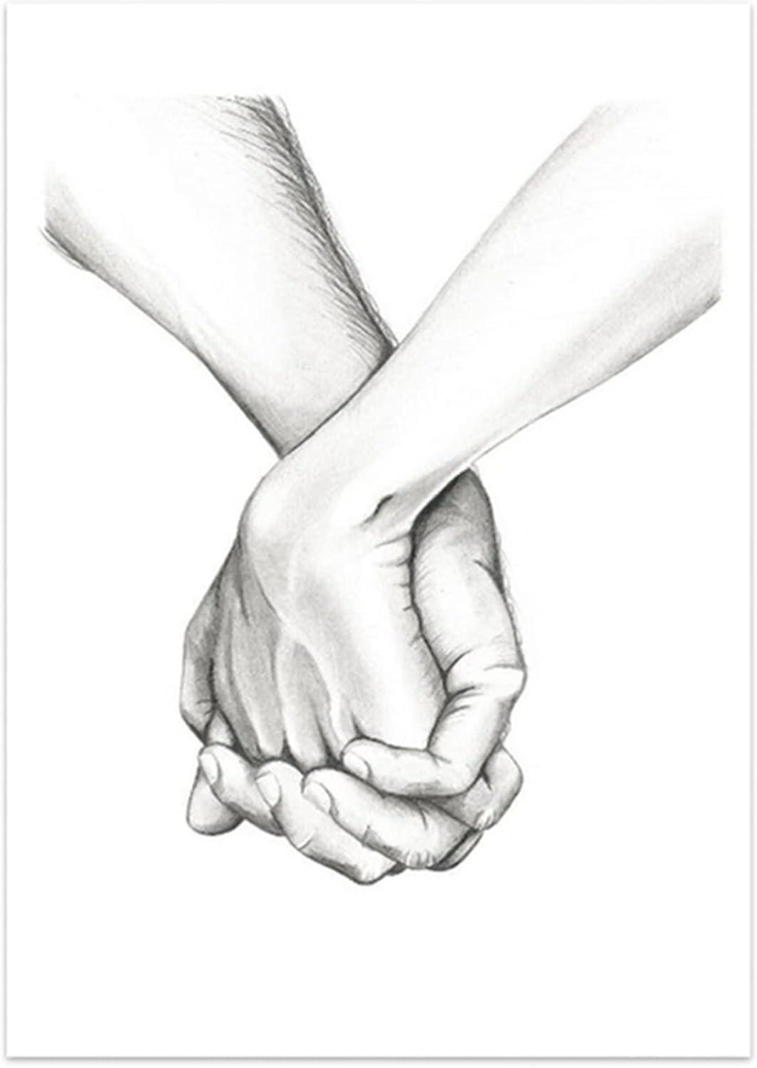 Trayosin 3-teiliges Poster Set Hand in Hand Liebe Schwarz Weiß Bilder 20x30cm