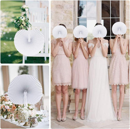 24x Weiße Papier Handfächer für Hochzeit Gäste & Deko