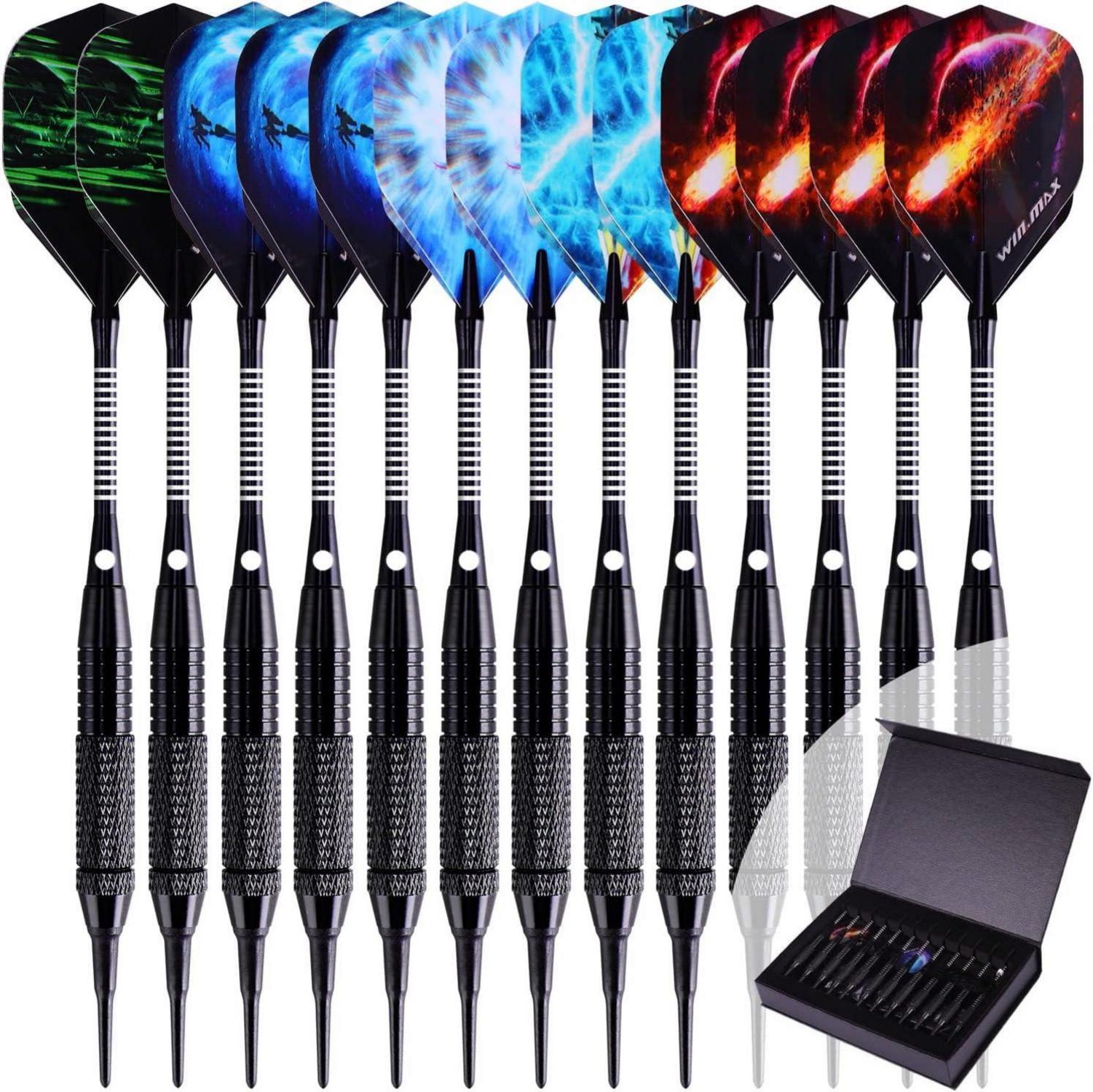 Profi Softdarts Set 12 Stück 18g Kunststoffspitze Schwarz