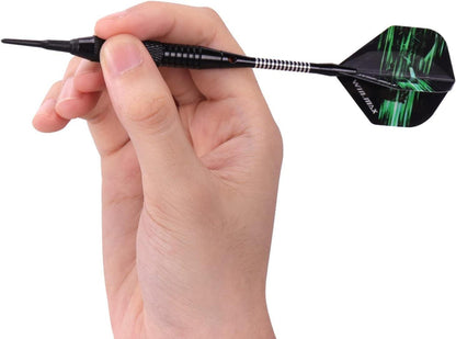 WIN.MAX Dartpfeile Set 12 Stück Softdarts 18g Profi Schwarz mit Etui