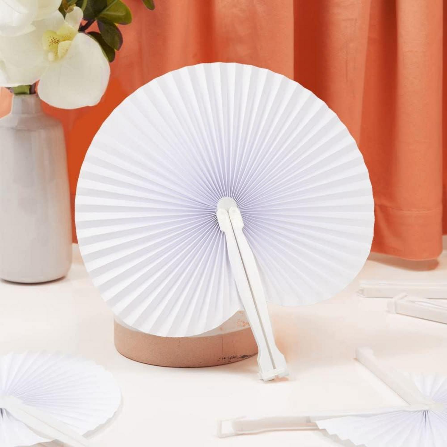 Handfächer Hochzeit 48 Stück Weiß Fächer DIY Hochzeitsdeko Vintage