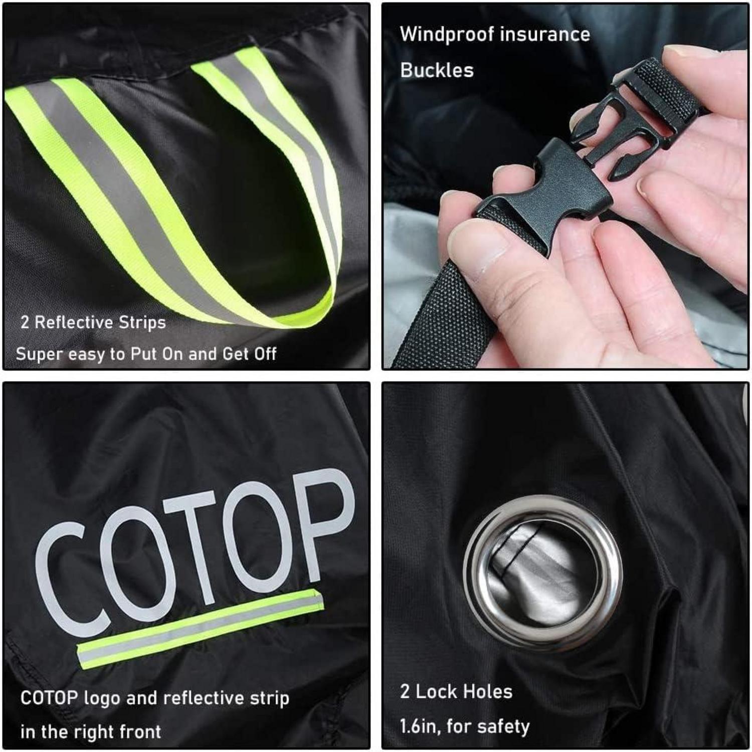 COTOP Roller Abdeckplane Wasserdicht 210T Nylon XL Fahrradabdeckung mit Schlossösen 3XL