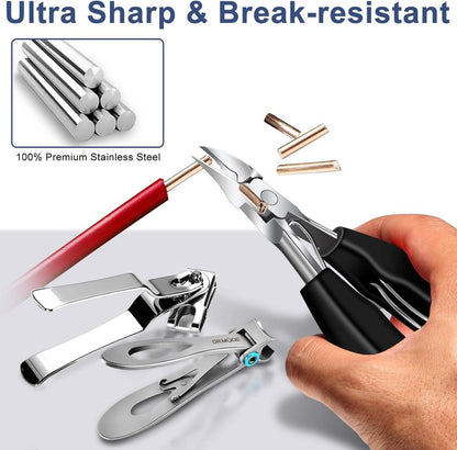 DRMODE Profi Fußnagelzange Set - Scharfe Edelstahlklinge, 360° drehbar, extra
