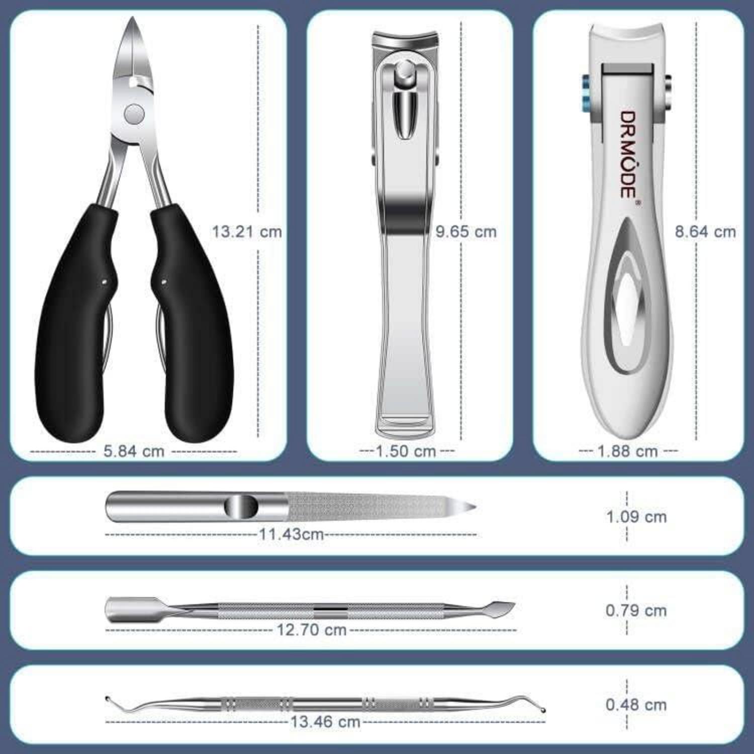 DRMODE Profi Fußnagelzange Set - Scharfe Edelstahlklinge, 360° drehbar, extra