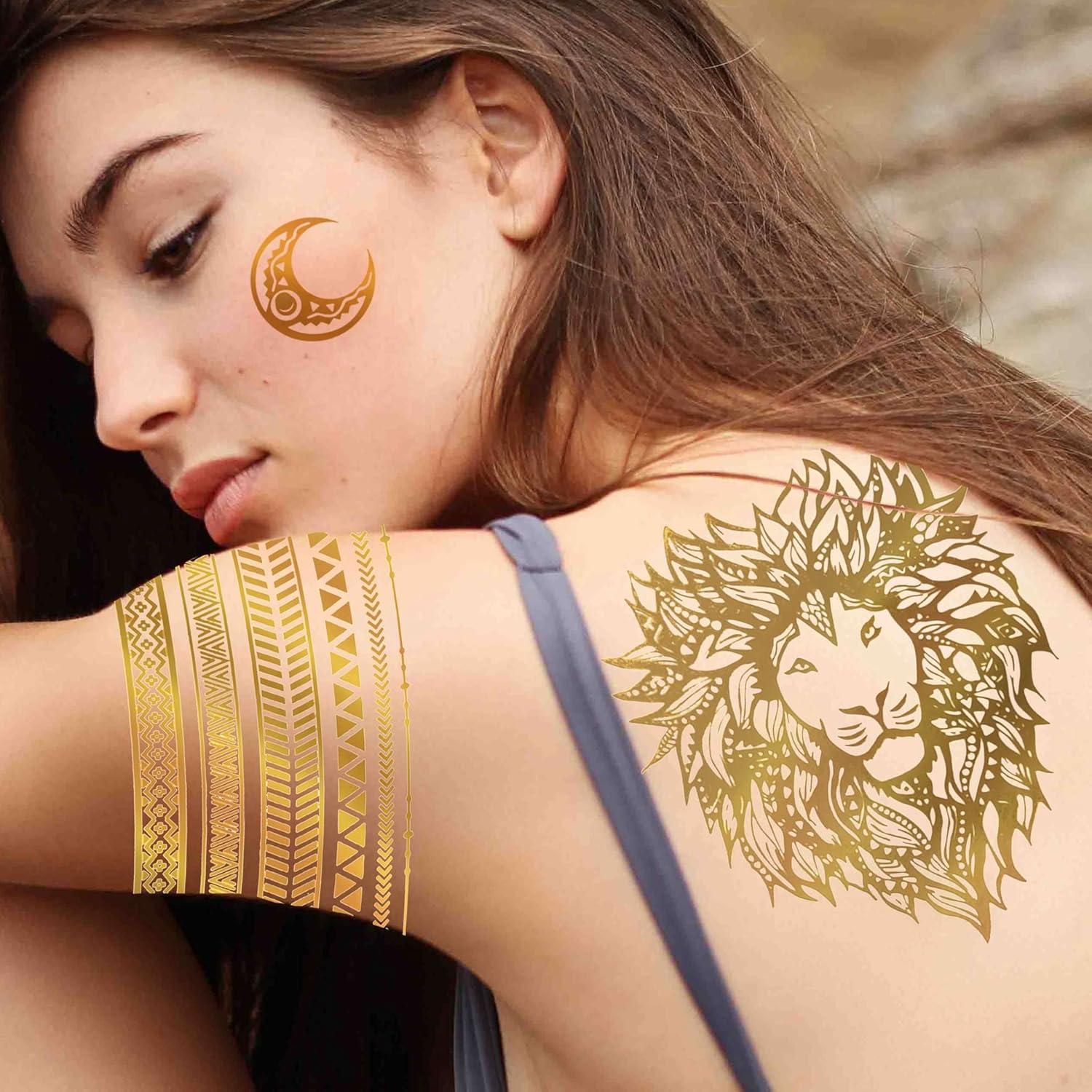 Goldene Glitzer Tattoos 110+ Flash Aufkleben Damen Mädchen Accessoires