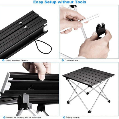 Tragbarer Camping-Klapptisch Aluminium Leicht mit Tasche