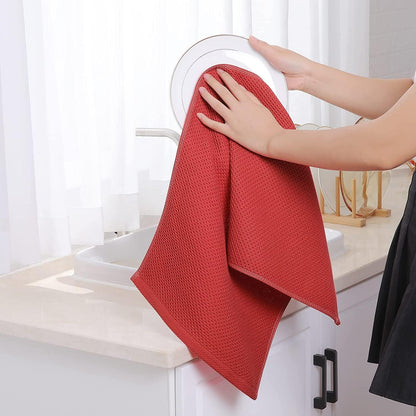 Moosfor Geschirrtücher 100% Baumwolle, 4er Set 32 x 72 cm, Saugfähige Küchentücher Rot