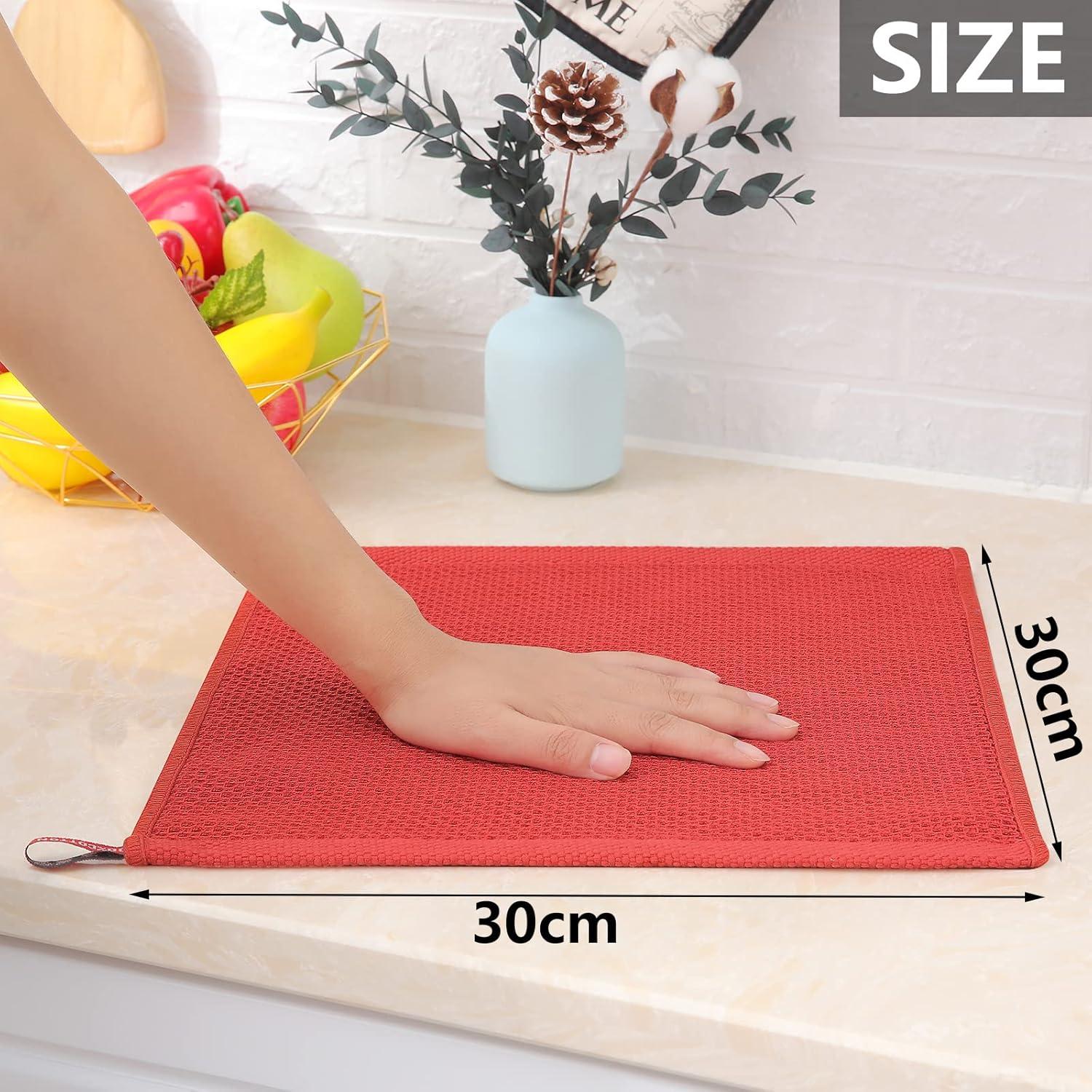 Geschirrtücher 6er Set 100% Baumwolle 30x30 cm Saugfähig Premium Küchentücher