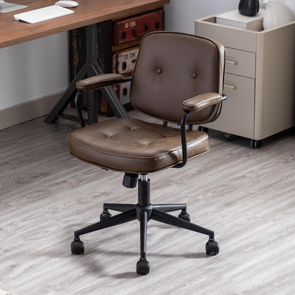 Ergonomischer Bürostuhl PU Leder Braun Drehstuhl verstellbar